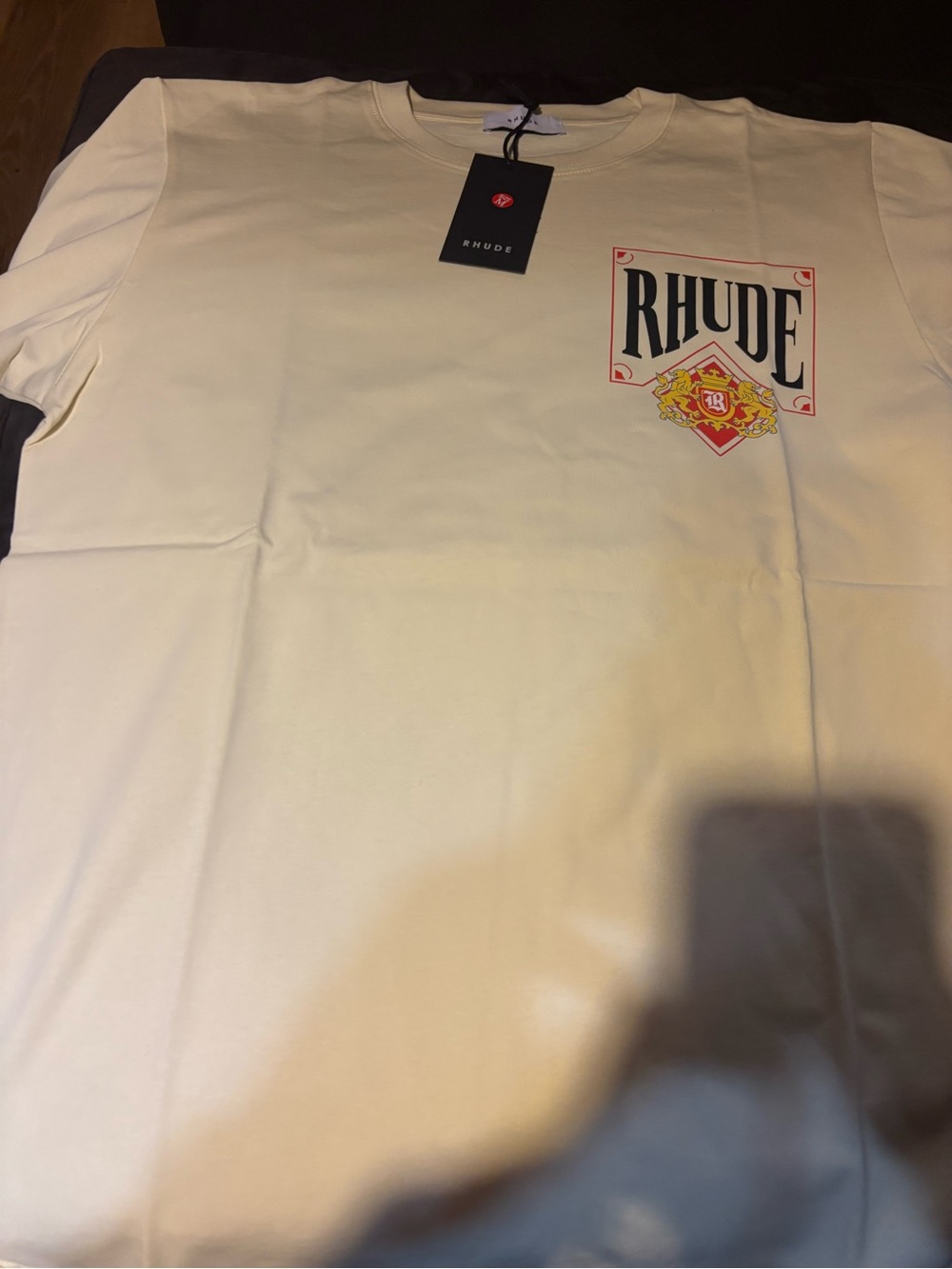 Rhude Cream Short-Sleeve Logo Pocket Tee